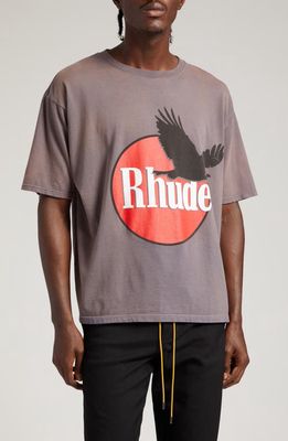 Rhude Eagle Logo Cotton Graphic T-Shirt in Vintage Grey