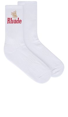 Rhude Eagles Socks in White.