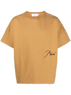 Rhude embroidered-logo cotton T-Shirt - Brown