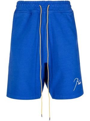 Rhude embroidered-logo drawstring shorts - Blue