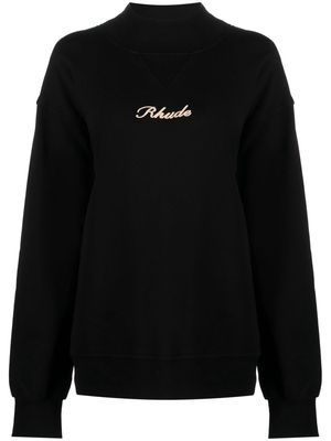 Rhude embroidered logo fleece sweatshirt - Black