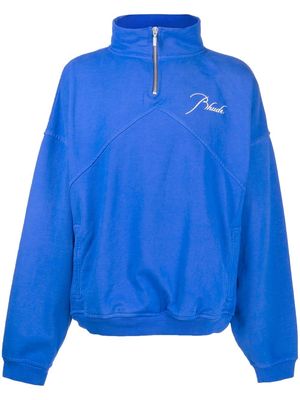 Rhude embroidered-logo half-zip sweatshirt - Blue
