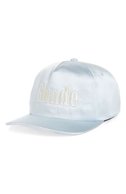 Rhude Embroidered Logo Satin Baseball Hat in Sky Blue