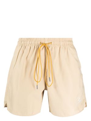 Rhude embroidered-logo swim shorts - Neutrals