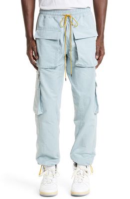 Rhude Faded Classic Cotton Blend Cargo Pants in Stone Blue