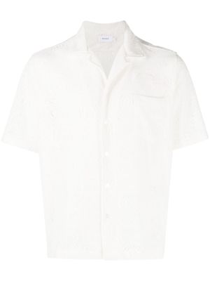 Rhude floral-lace embroidered short-sleeve shirt - White