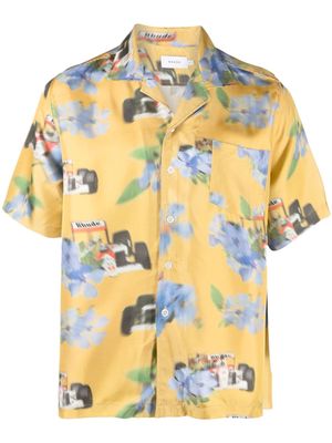 Rhude floral-print silk shirt - Yellow