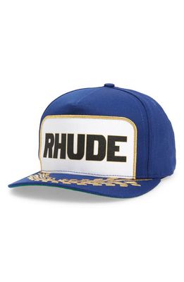 Rhude Formula Embroidered Baseball Cap in Blue
