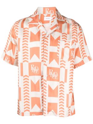 Rhude geometric-print linen shirt - Neutrals