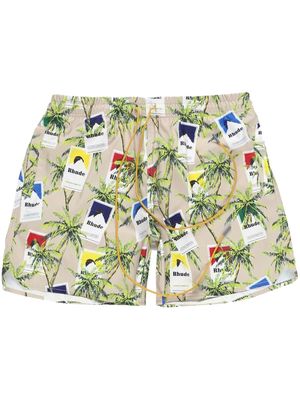Rhude graphic-print deck shorts - Neutrals