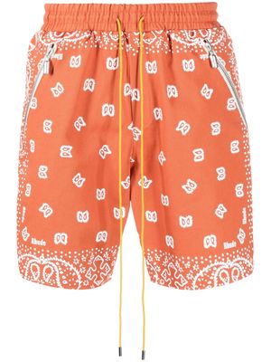 Rhude graphic-print track shorts - Orange