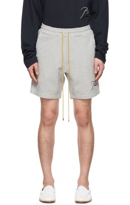 Rhude Gray Embroidered Shorts