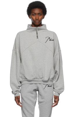 Rhude Grey Quarter Zip Sweatshirt