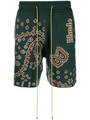 Rhude intarsia-knit drawstring shorts - Green