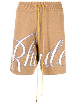 Rhude intarsia-knit logo shorts - Brown