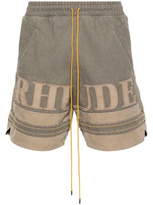 Rhude logo-appliqué cotton shorts - Green