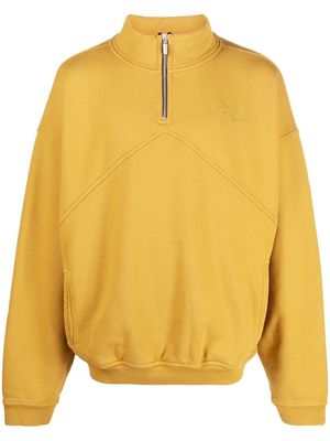 Rhude logo-emboridered quarter-zip sweatshirt - Yellow
