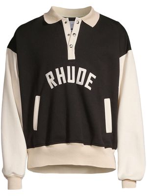 Rhude logo-embroidered cotton-blend polo shirt - Black