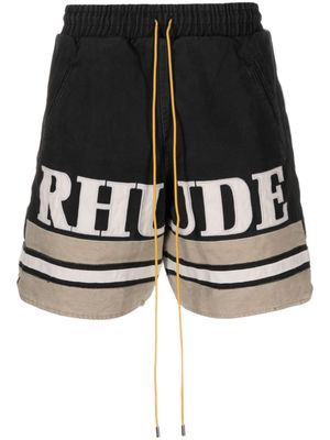 Rhude logo-embroidered cotton shorts - Black