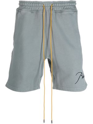 Rhude logo-embroidered cotton shorts - Blue