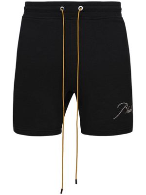 RHUDE logo-embroidered cotton track shorts - Black