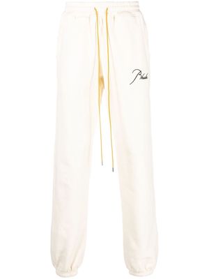 Rhude logo-embroidered drawstring track pants - White