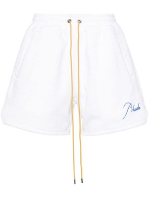RHUDE logo-embroidered towelling-finish shorts - White