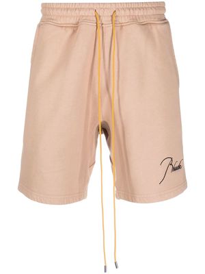 Rhude logo-embroidered track shorts - Neutrals