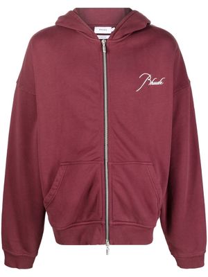 Rhude logo-embroidered zipped hoodie