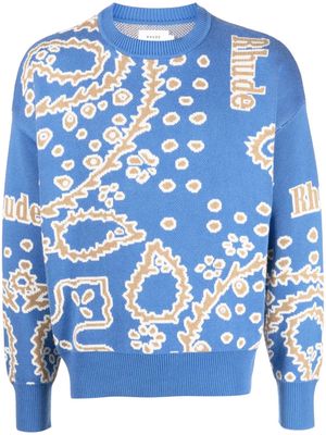 Rhude logo intarsia-knit jumper - Blue