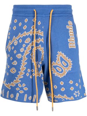 Rhude logo intarsia-knit track shorts - Blue