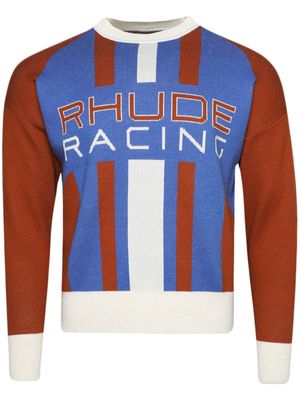 RHUDE logo intarsia wool jumper - Red