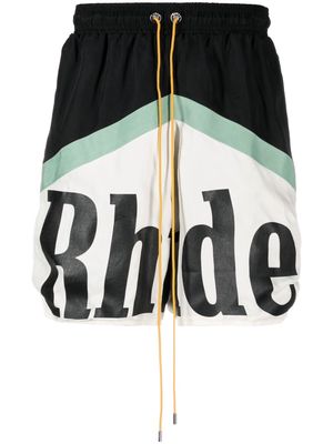 Rhude logo-print drawstring deck shorts - Black