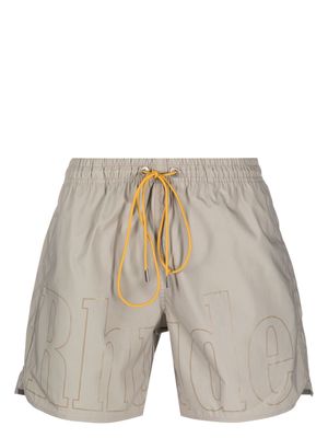 Rhude logo-print drawstring swim shorts - Neutrals