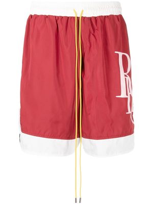 Rhude logo-print drawstring-waist deck shorts - Red