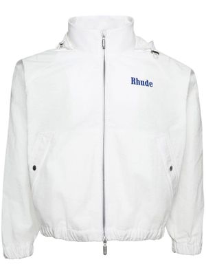 RHUDE logo-print hooded track jacket - White