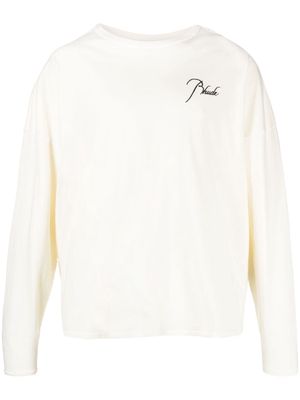 Rhude logo-print long-sleeve cotton T-shirt - White