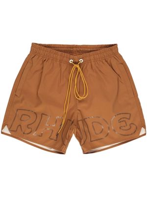 Rhude logo-print swim shorts - Brown