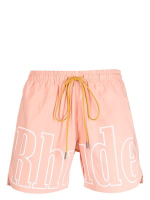 Rhude logo-print swim shorts - Pink