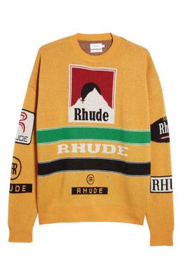 Rhude Men's Ayrton Wool & Cashmere Sweater in Mustard Multi