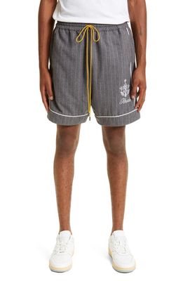 Rhude Men's PJ Shorts in Grey Stirpes