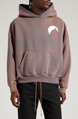 Rhude Moonlight Logo Cotton French Terry Graphic Hoodie in Camel