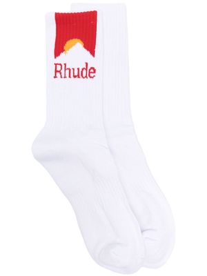 RHUDE Mountain logo intarsia-knit socks - White