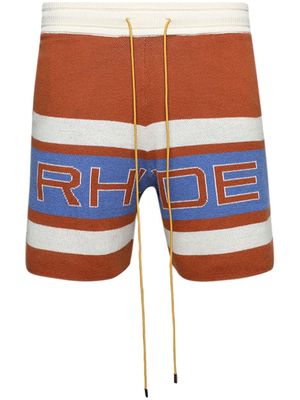 RHUDE panelled knit shorts - Orange
