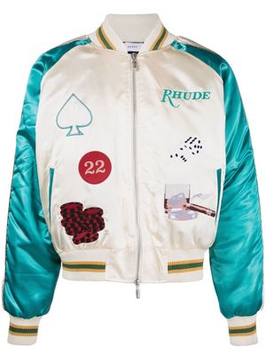 Rhude patch-embroidered bomber jacket - Neutrals