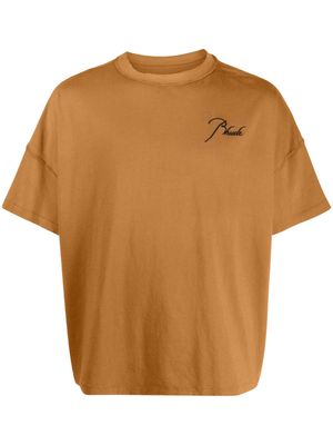 Rhude Reverse logo-embroidered cotton T-shirt - Brown