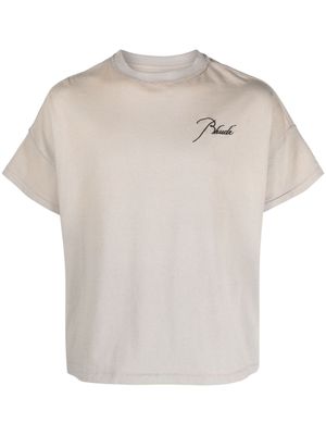 RHUDE Reverse logo-embroidered cotton T-shirt - Neutrals