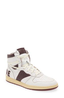 Rhude Rhecess High Top Sneaker in White/Maroon