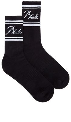 Rhude Rhude Script Logo Sock in Black.