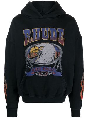 Rhude Screaming Eagle-print cotton hoodie - Black